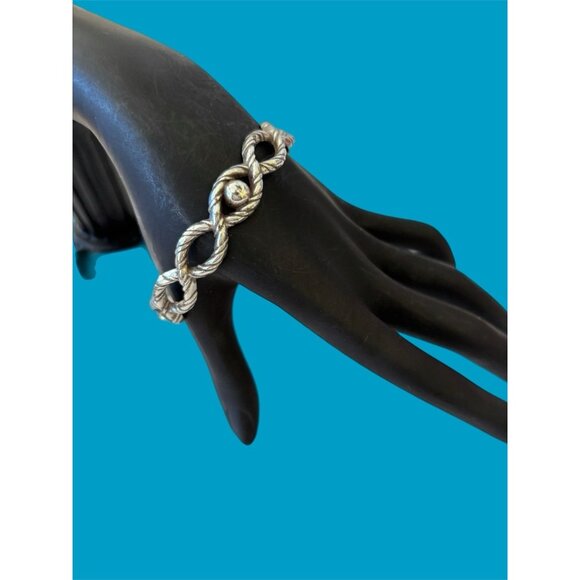 Brighton Open Woven Bangle Bracelet with Clear Crystals - Picture 3 of 4